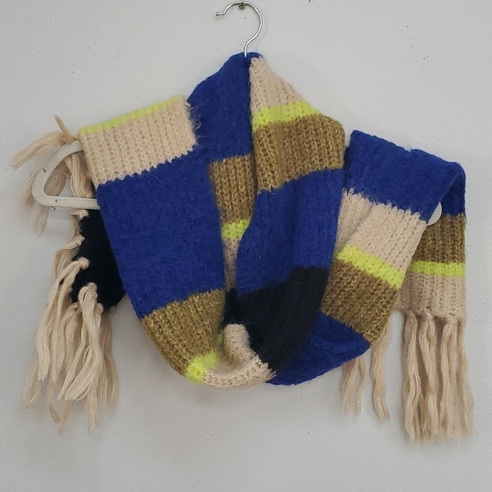 Kangol stripe fringe scarf